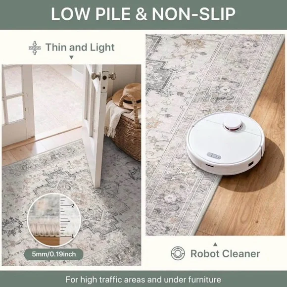 2x6 ft Runner Rug,Non Slip Machine Washable Vintage Hallway Runner Rug - Picture 7 of 7